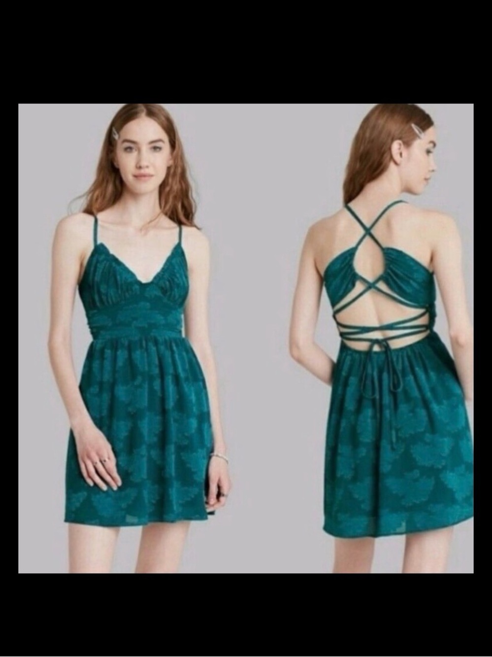 Wild Fable Emerald Green Strappy Back Mini Dress